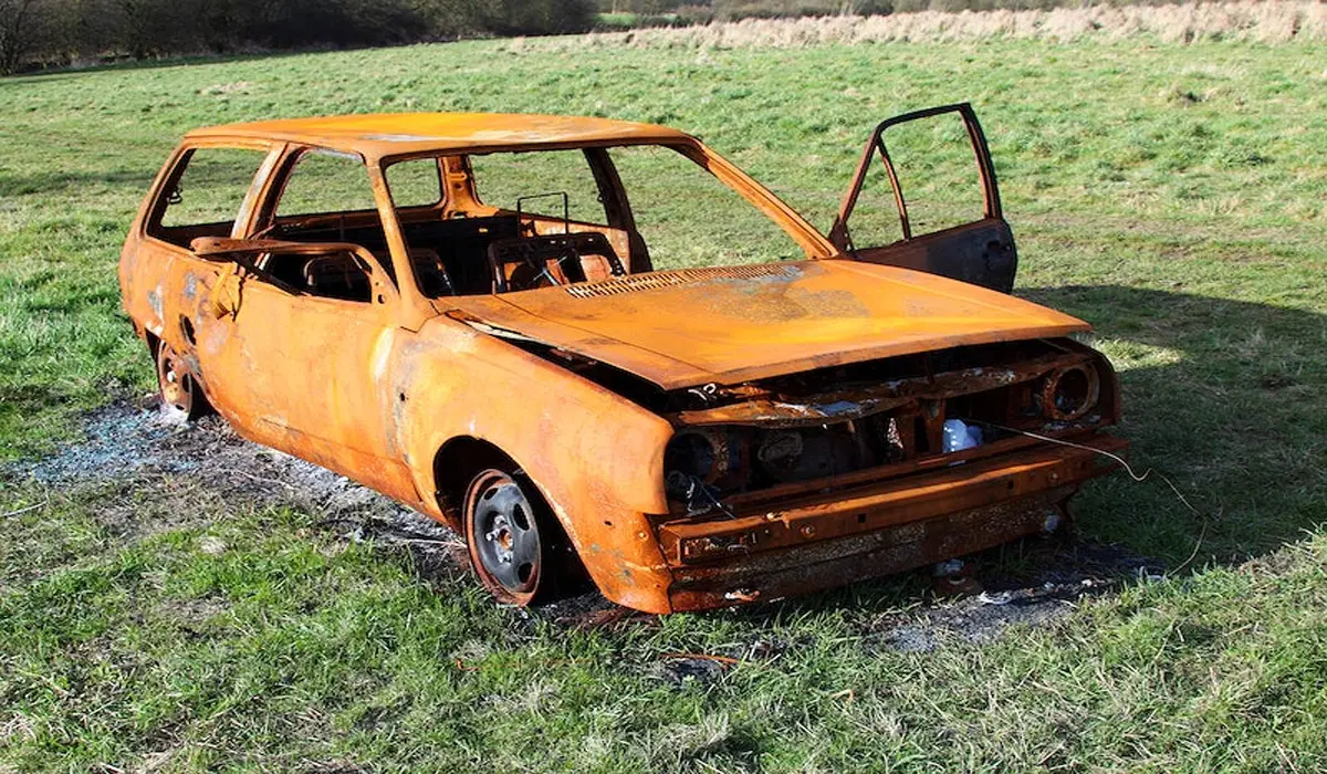 orange junk car rusted