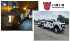 two white towing trucks