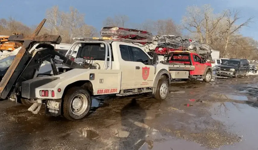 Scrap cars in a junkyard.